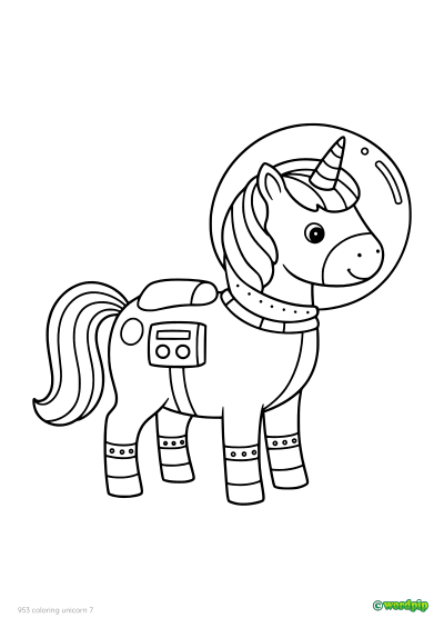 thumbnail image of a sporty unicorn coloring page