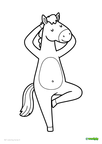 thumbnail image of a horse doing yoga coloring page 