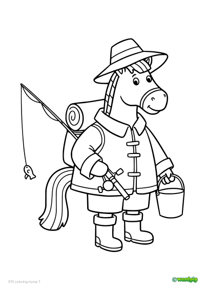 thumbnail image of a fisherman horse coloring page 