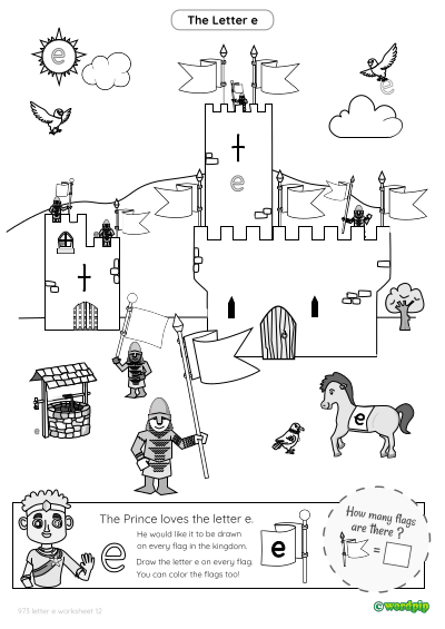 thumbnail image of letter e worksheet 12