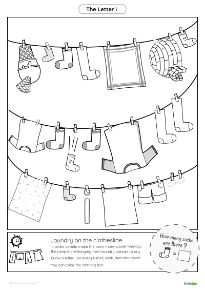 thumbnail image of letter i worksheet 13