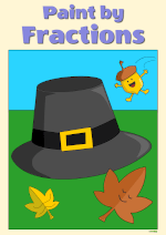 thumbnail of paint by fractions pilgrim hat worksheet