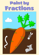 thumbnail image of a paint by fractions carrot worksheet