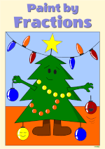thumbnail of paint by fractions Christmas tree worksheet