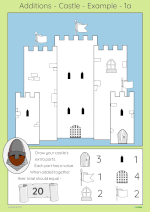 thumbnail of paint by fractions Castle Worksheet 1a