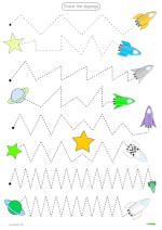 thumbnail image of Zigzags rockets. Exercises for children to trace.