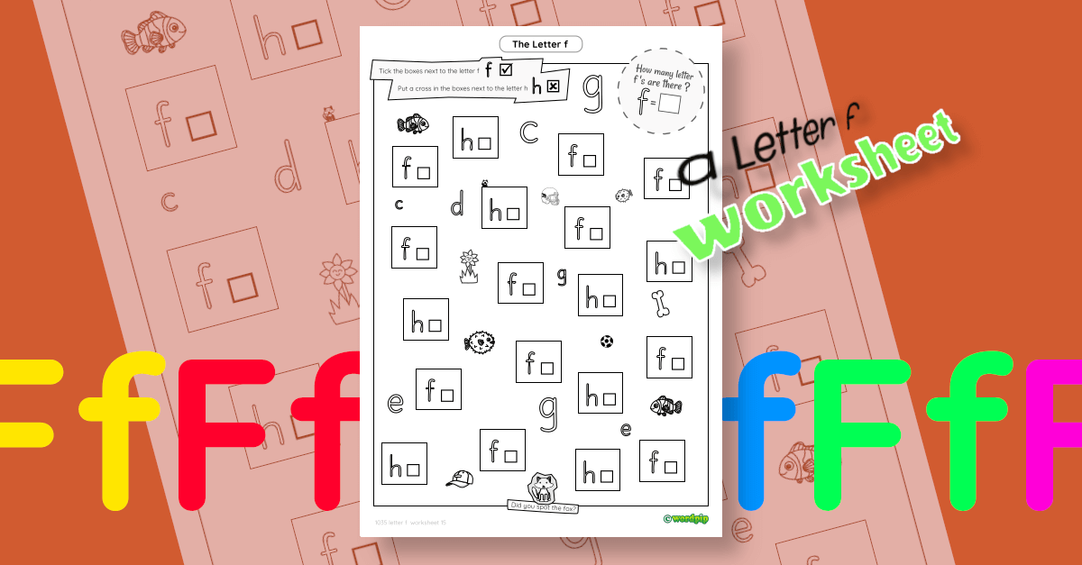 Letter f vs h Worksheet PDF - Tick f, Cross h Activity