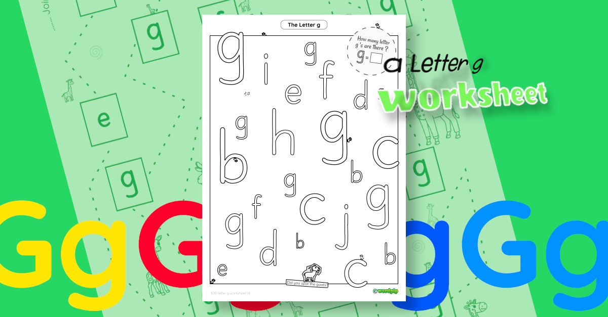 Color Letter g Worksheet PDF - Find and Color All g's