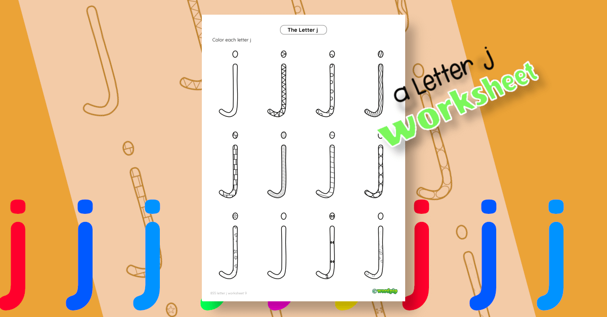 Letter J. Basic Letter j Pattern Coloring Worksheet PDF - 12 Designs
